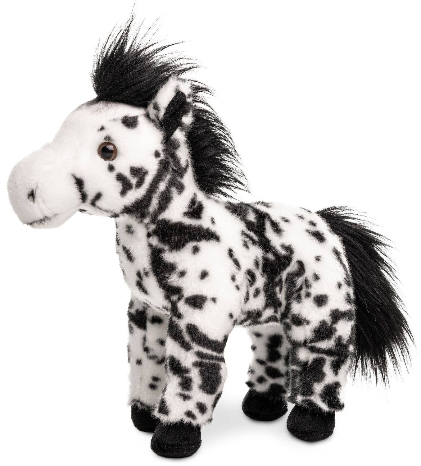 Horse with black spots, standing - cuddly/plush toy