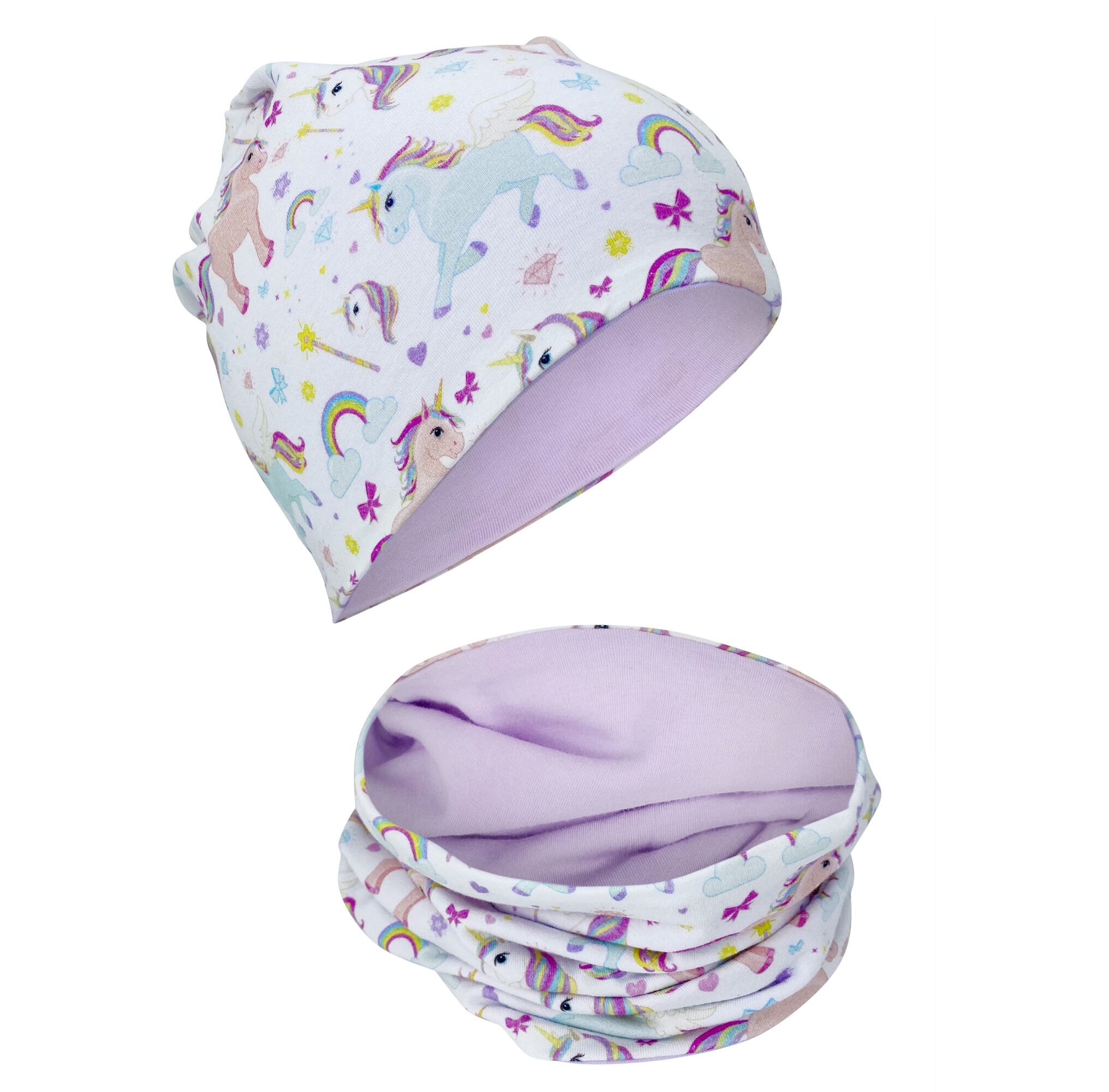 Unicorn beanie and neck warmer