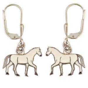 Horse earrings white 925 silver