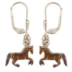 Horse earring brown 925 silver