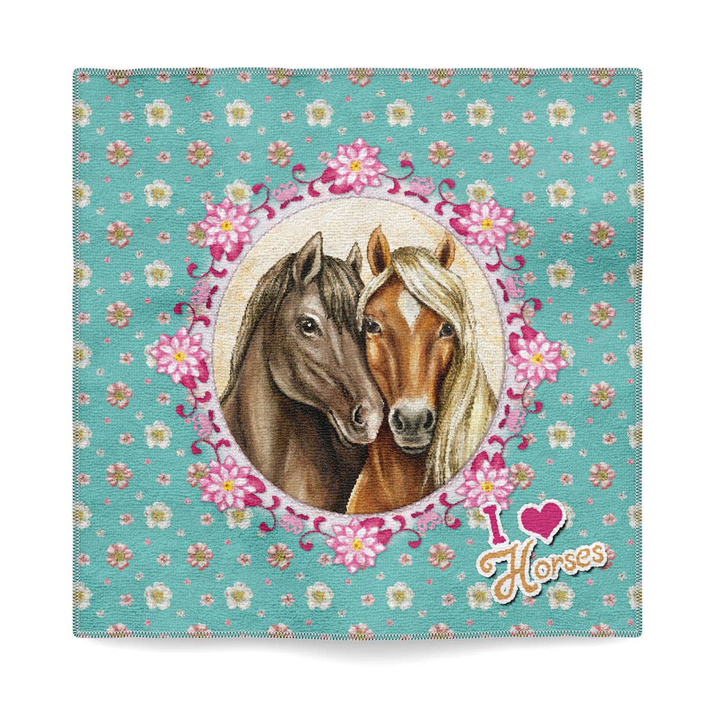 I LOVE HORSES magic towel with horse design