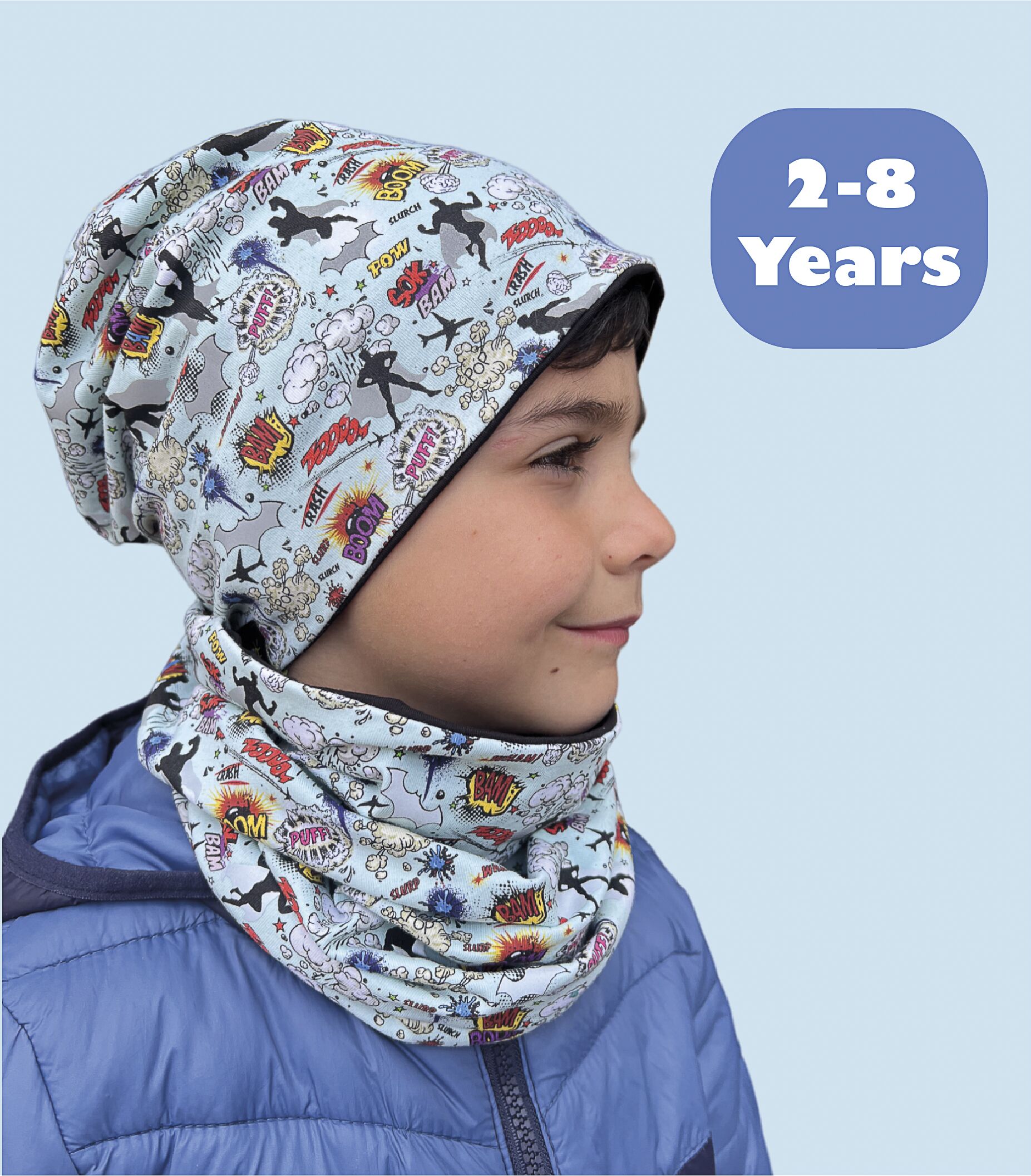 Superhero beanie hat and neck warmer (reflective)