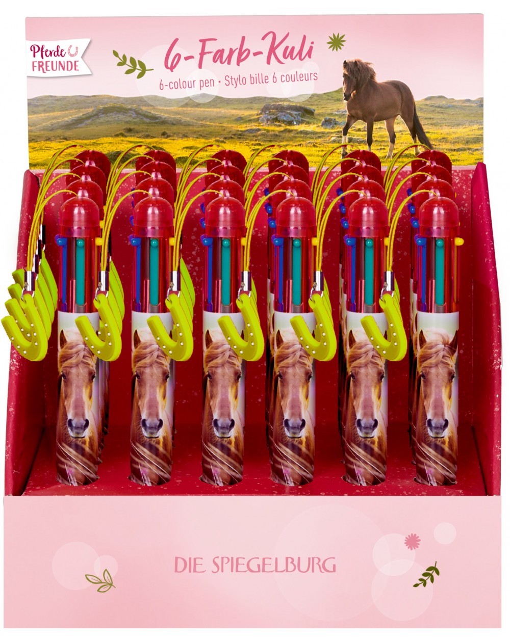 6 colour ballpoint pin with horse design